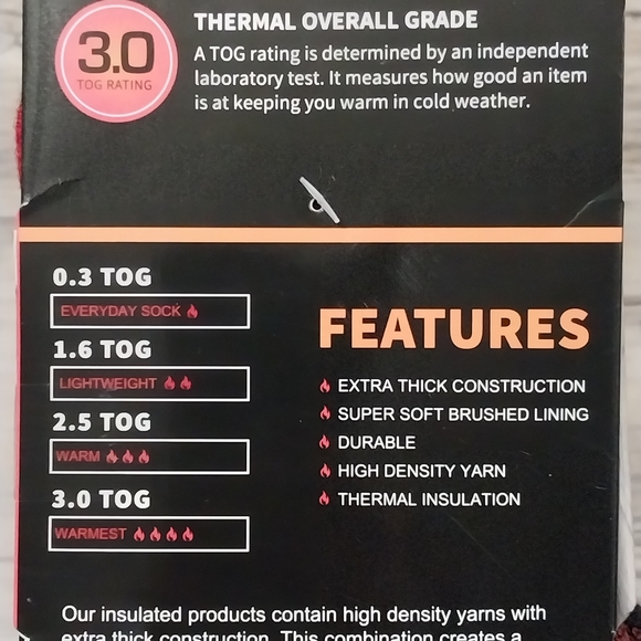 Muk Luks Heat Retainers Thermal Insulated Socks 3.0 TOG Rating Buffalo Plaid Red - Picture 5 of 5